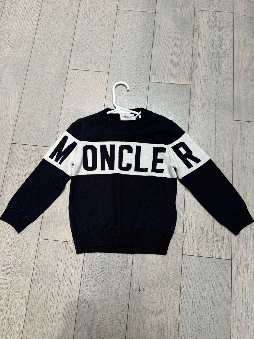 Moncler Navy and White Logo Knit Pullover